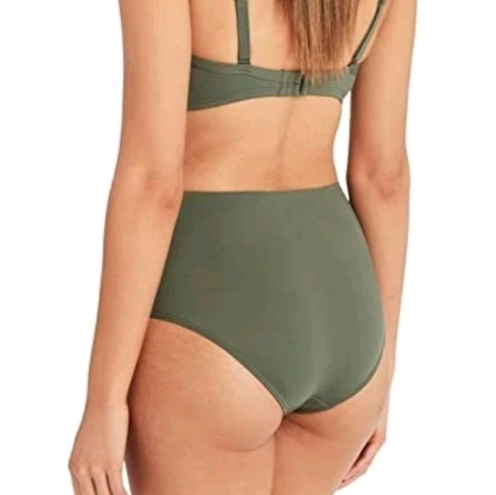 Nwot Sea Level Australia Olive Green Hi Rise Gathered Side Bikini Bottoms Sz 6 View 3